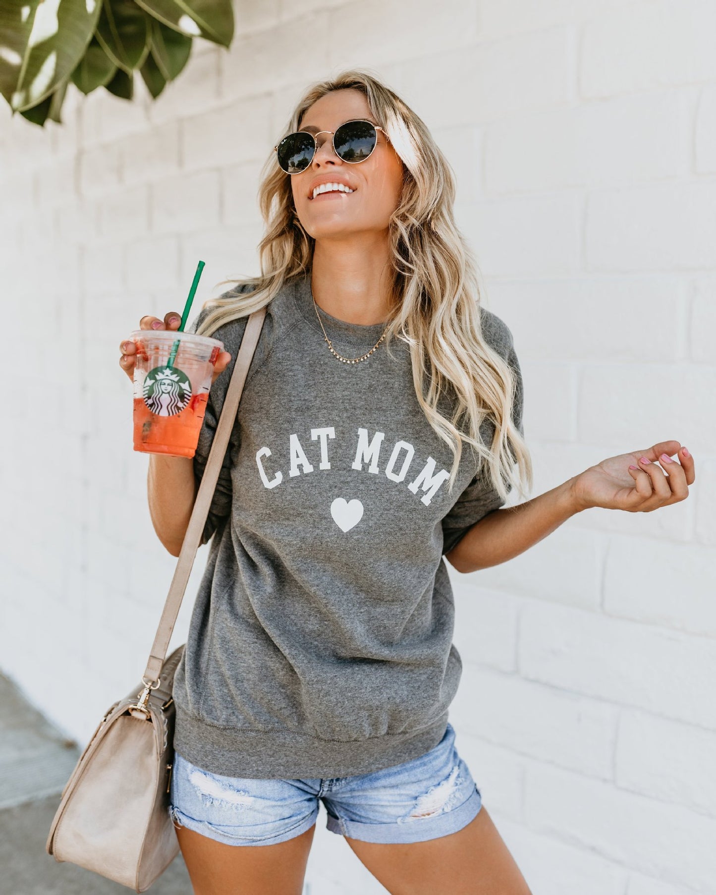 Cat Mom Letter printed long sleeve casual sweater