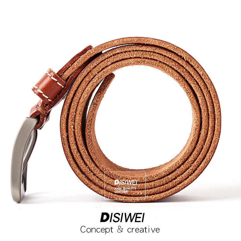 Washed leather belt