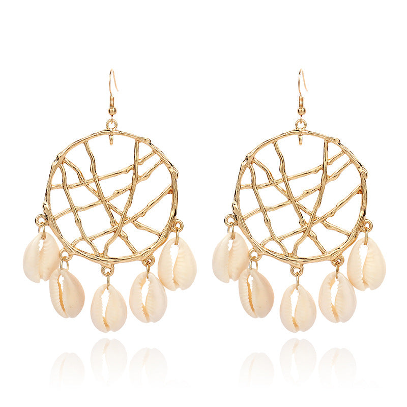 Shell Circle Dreamcatcher Earrings