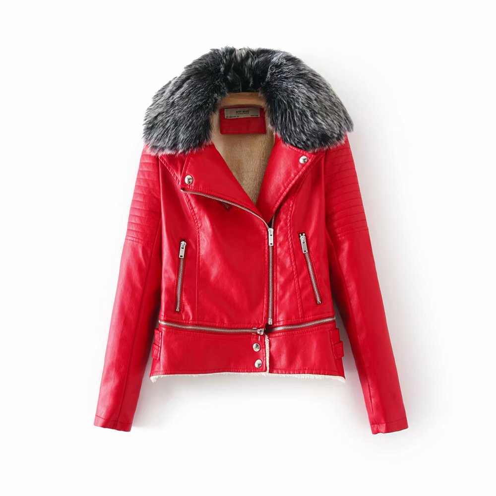 Fur Collar Leather Jacket