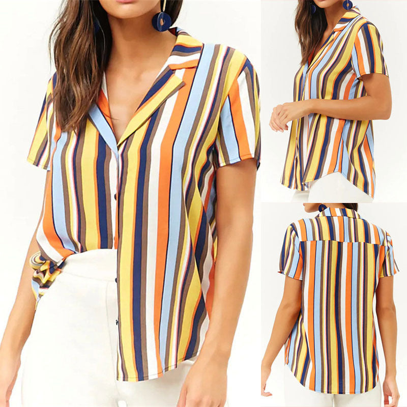 Striped printed short sleeves