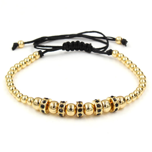 Hand-woven bracelet with diamond spacers