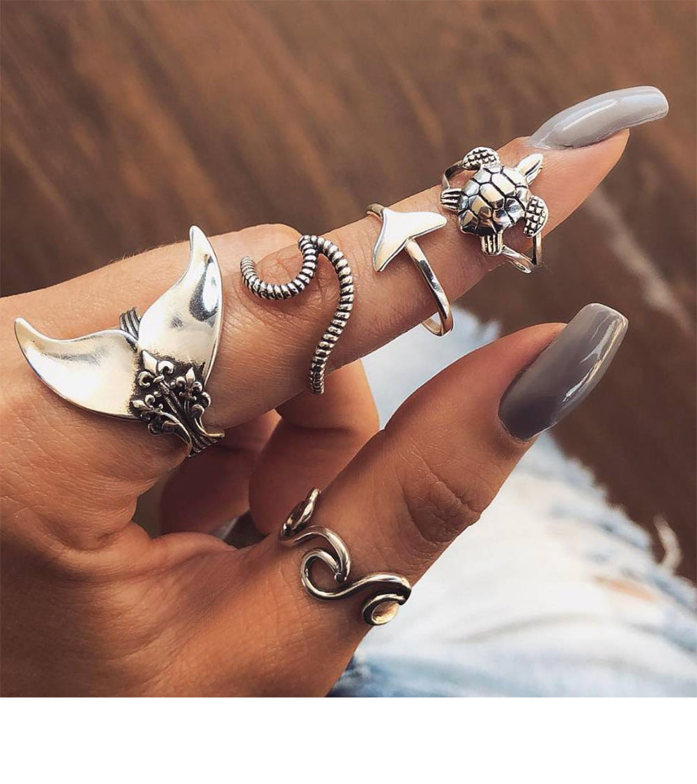 Geometric Turtle Mermaid Ring