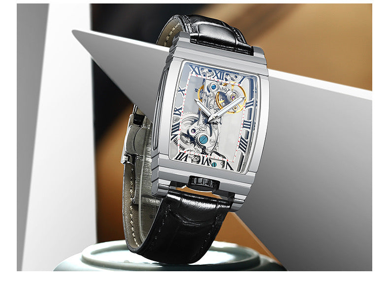 Double-sided hollow mechanical watch