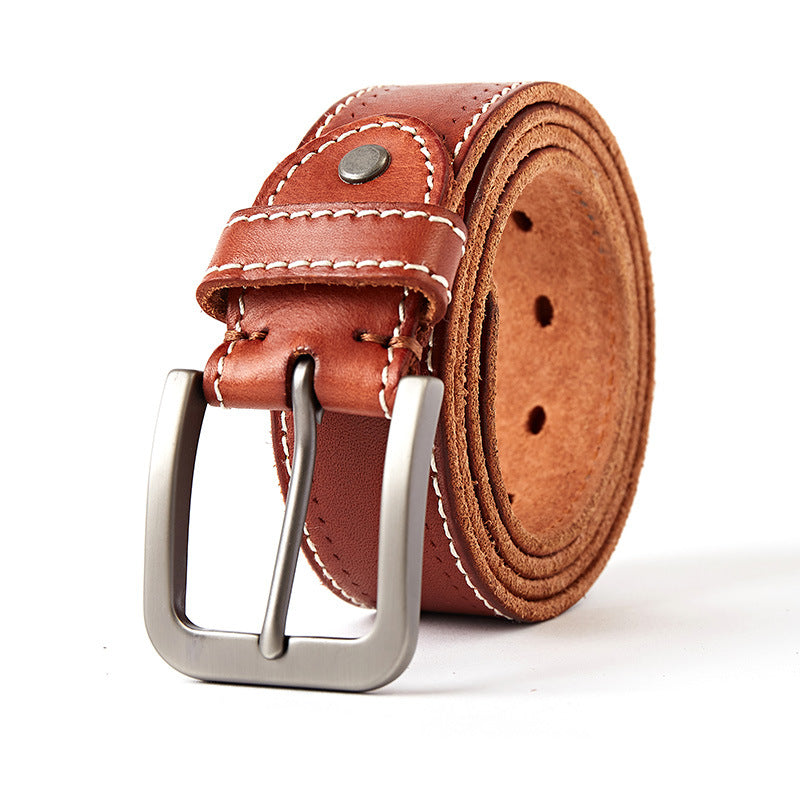 Washed leather belt