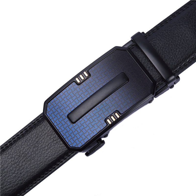 Men's leather alloy automatic buckle belt