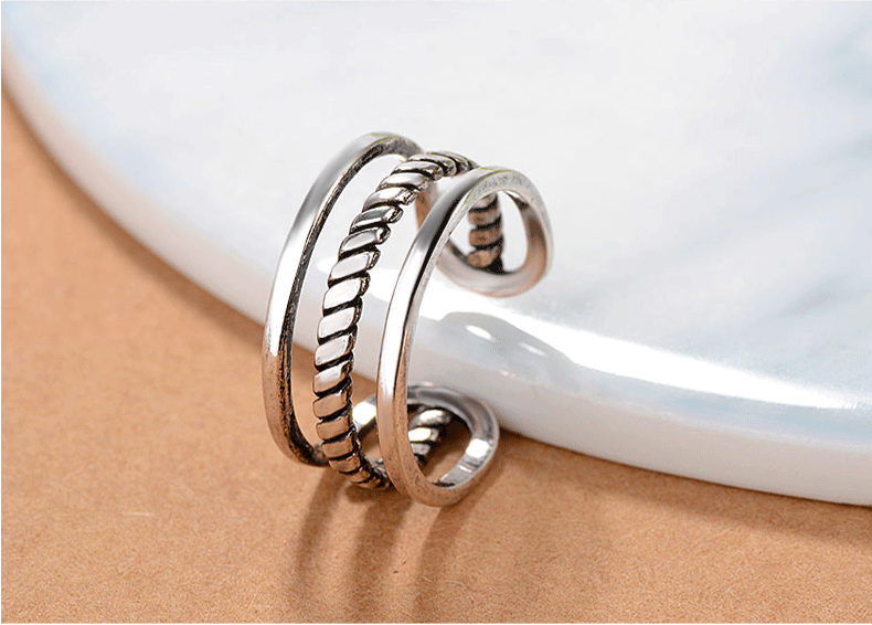 New Fashion 925 Silver Plate Three Layers Rings