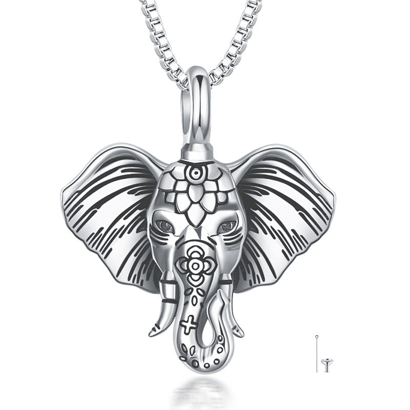 Urn Necklaces for Ashes Sterling Silver Elephant Head Cremation Urn Necklaces Lucky African Animal Memorial Keepsake With Filling Tool