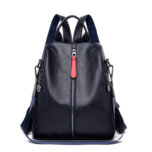 Large-capacity casual cowhide backpack