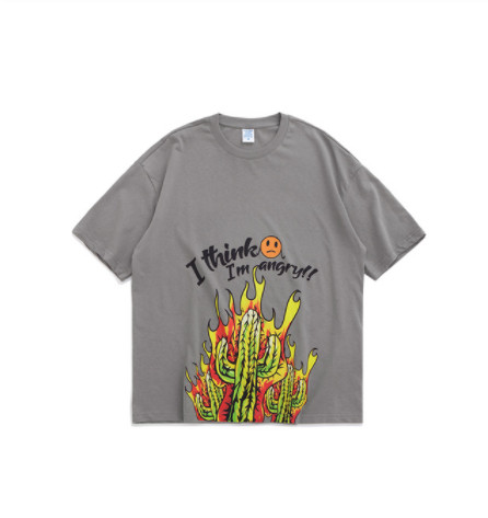 Cactus cartoon printed short-sleeved T-shirt