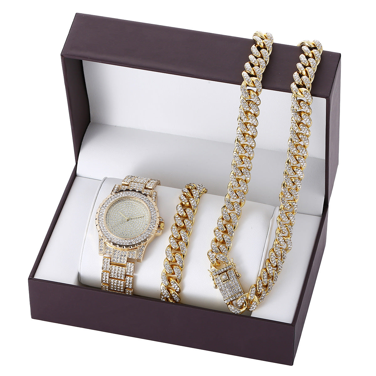 Diamond steel band quartz watch  bracelet set