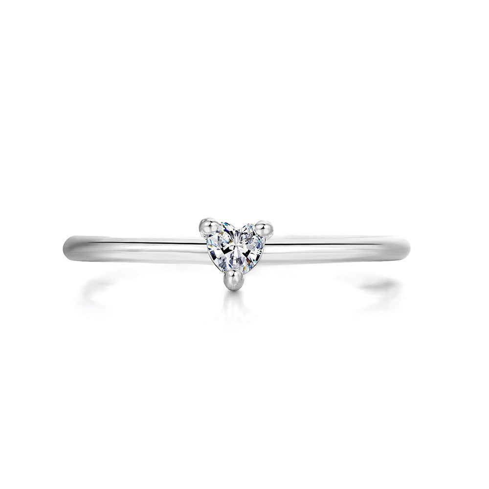 Simple And Fashionable Heart-shaped Women's Fine Ring With Zircon And Real Gold Plated
