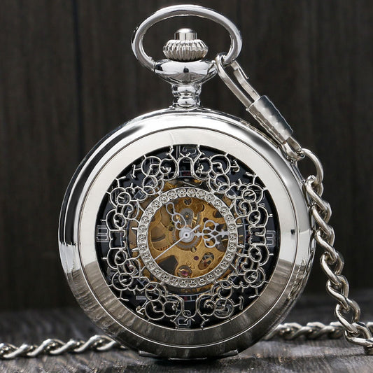 Hollow window grille mechanical pocket watch