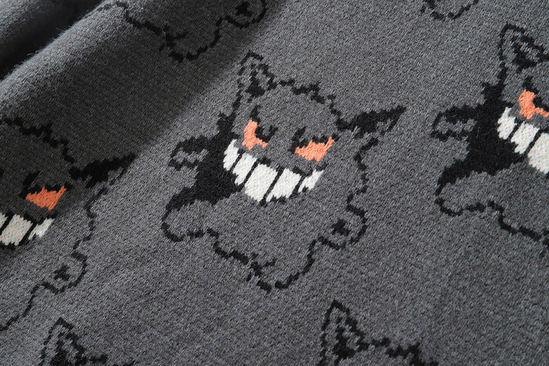 Japanese street cartoon devil sweater