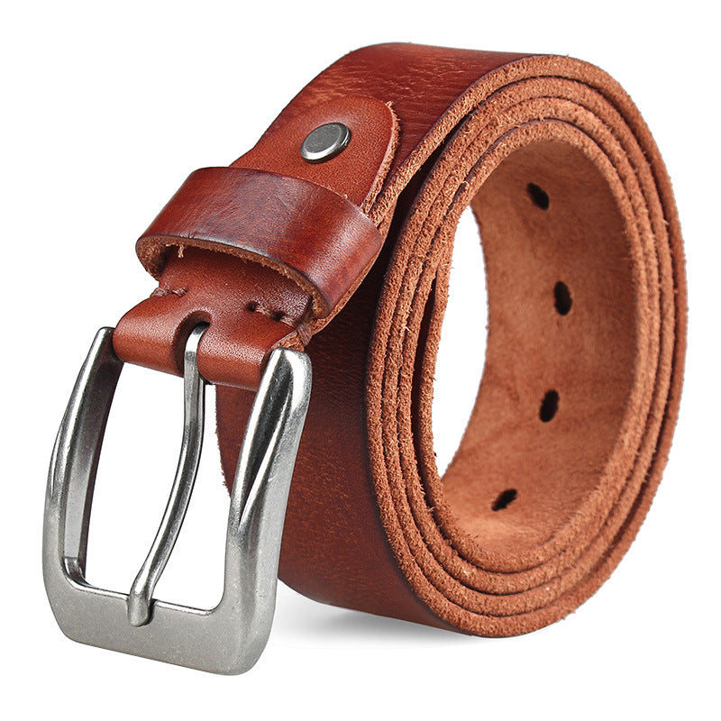 Washed vegetable tanned top layer cowhide belt