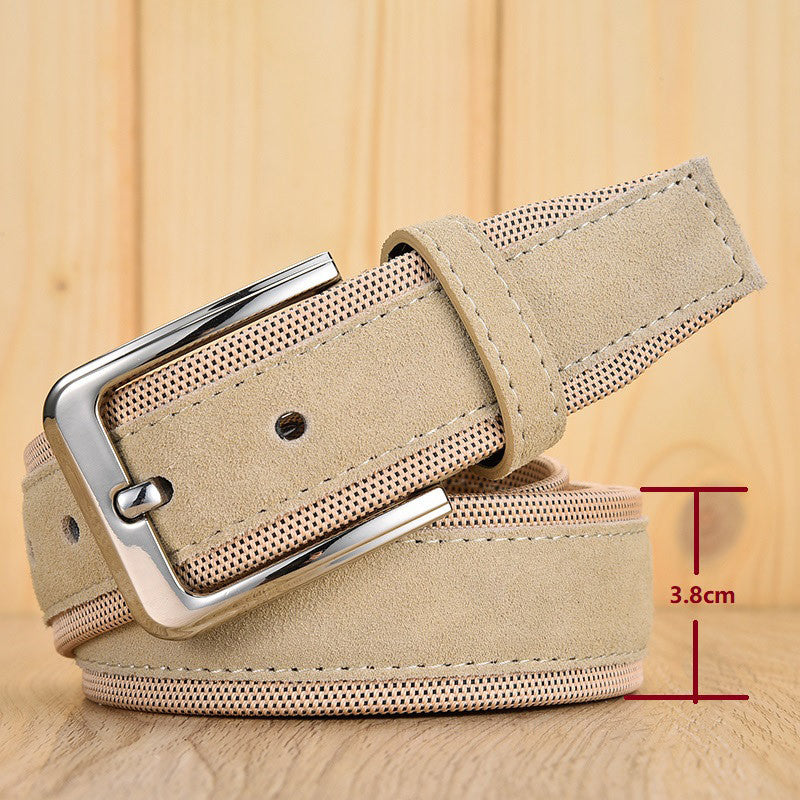 Suede Leather Buckle Oxford Cloth Men's Belt