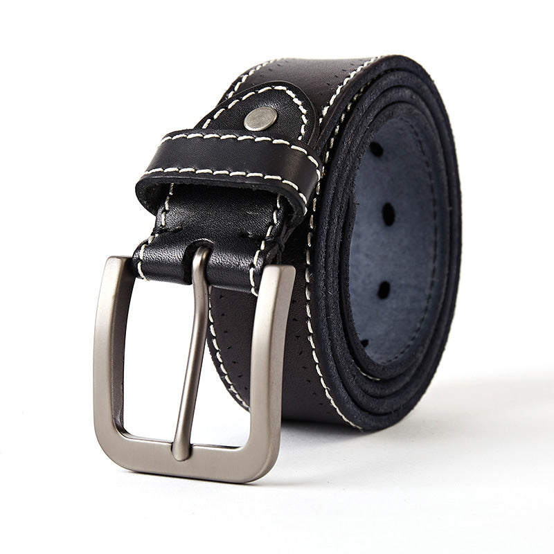 Washed leather belt