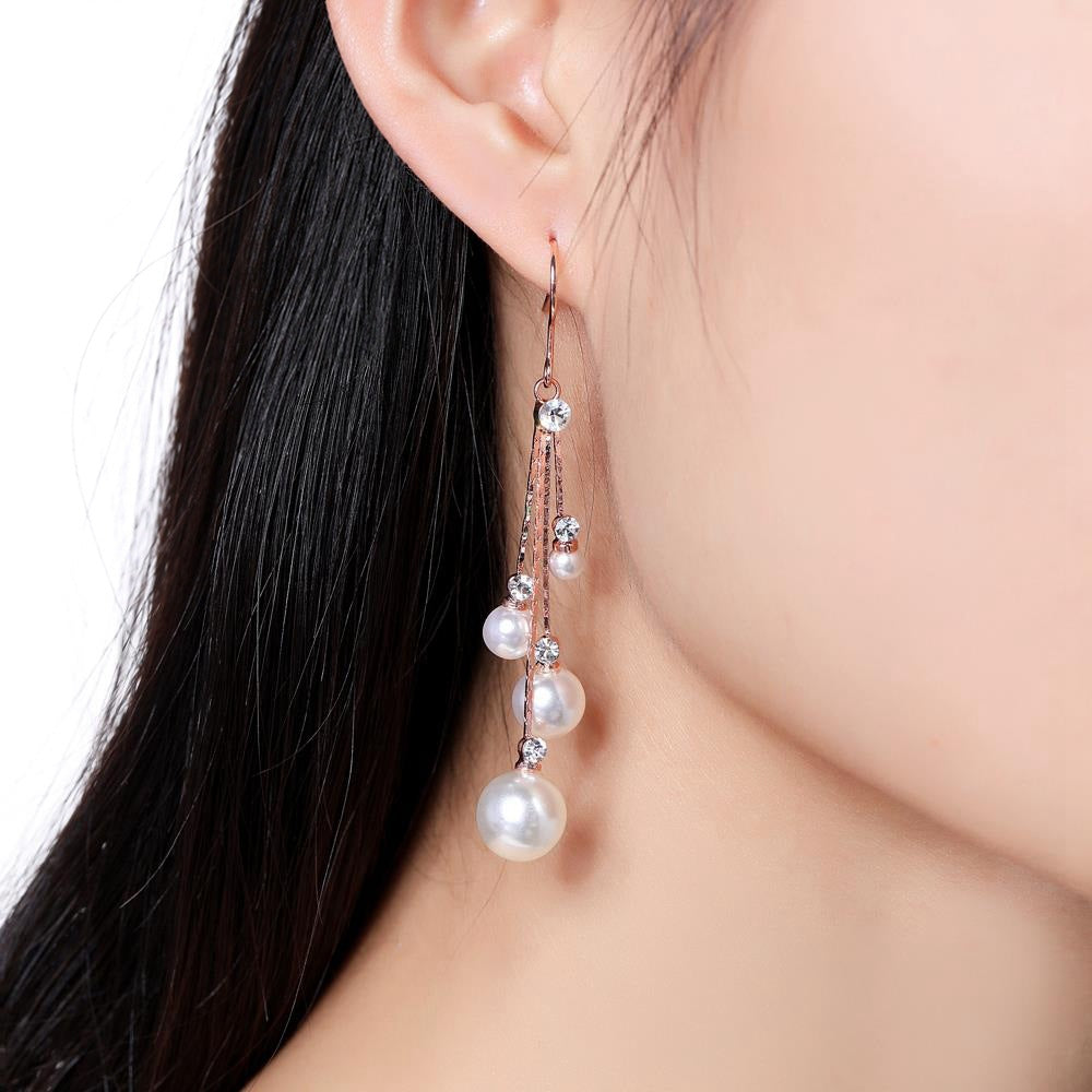 Pearl Earrings Rhinestone Ear Hook