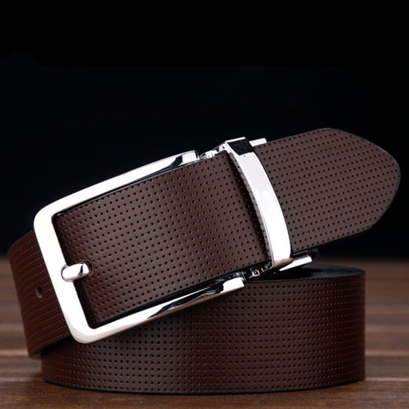 Men's simple retro rotating buckle belt