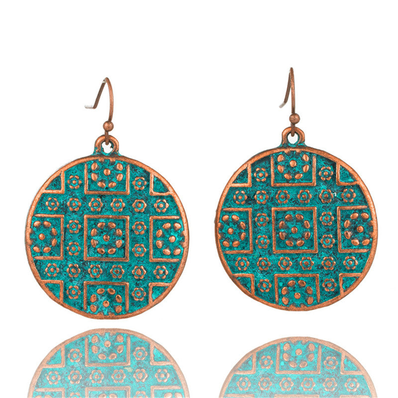 Bohemian round cutout earrings