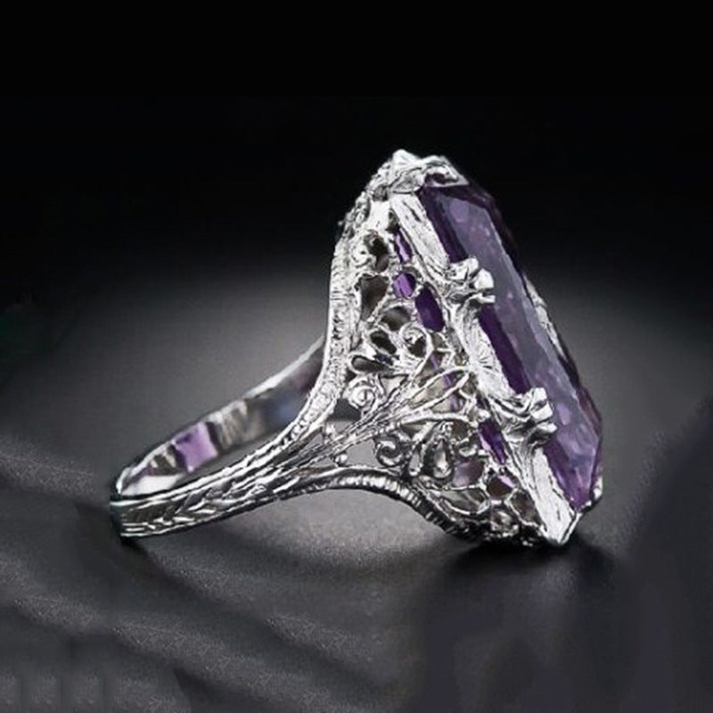 Chamfered rectangular purple ring