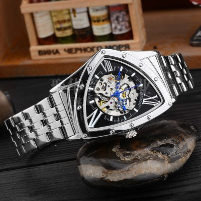 hollow-out feature triangle mechanical watch