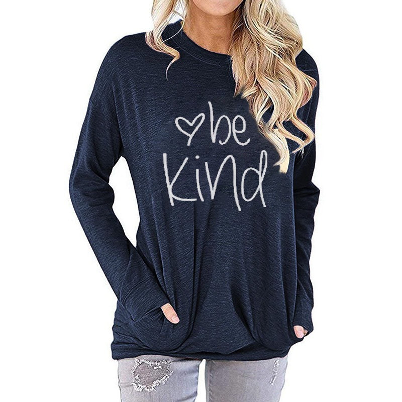 Women's alphabet printed bat sleeve sweater