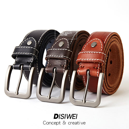 Washed leather belt