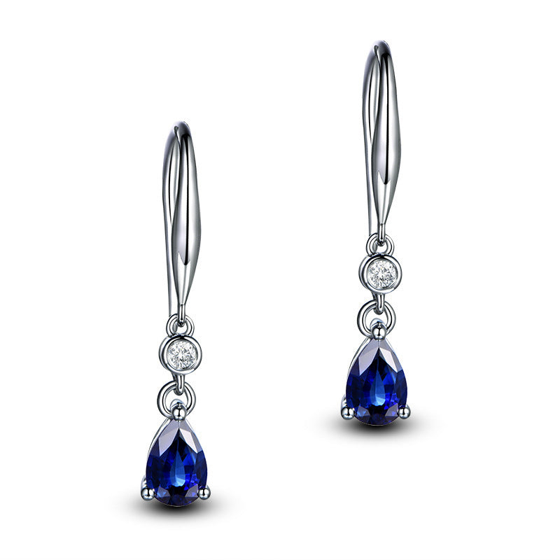 White gold-plated colored imitation sapphire earrings