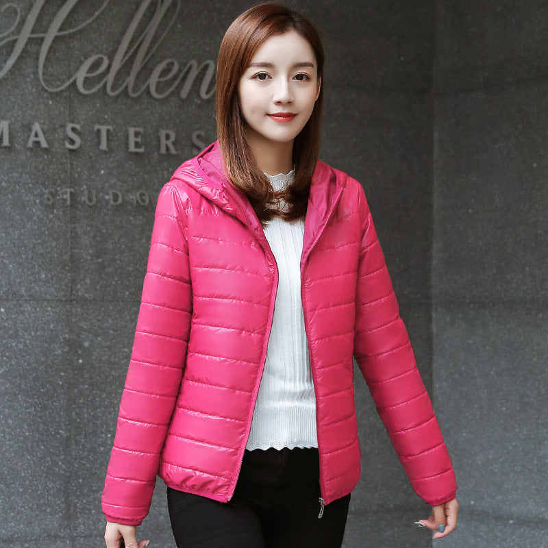 Slim-fit Preppy Style Hooded Lightweight Cotton-padded Jacket Winter