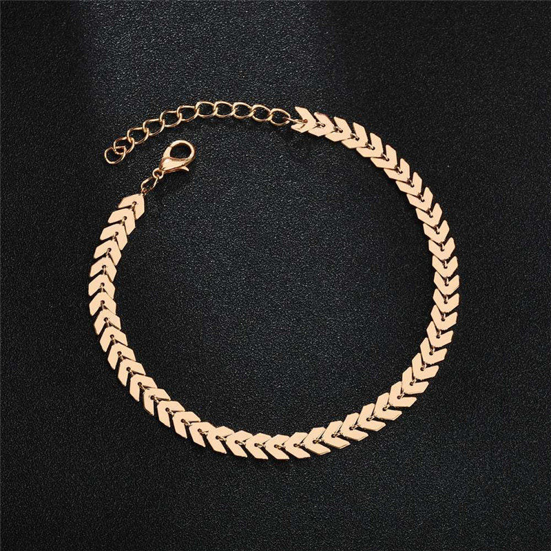 Jewelry Double Layer Fishbone Anklet Women's Beach