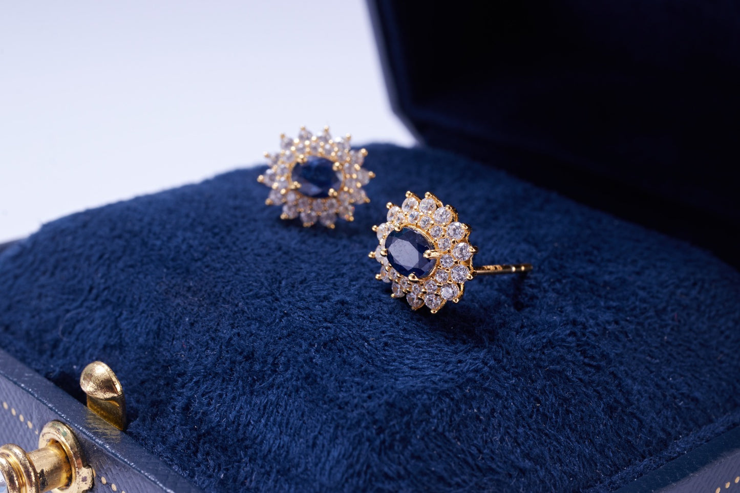 925 Silver Gilded Sapphire Fashion Earrings
