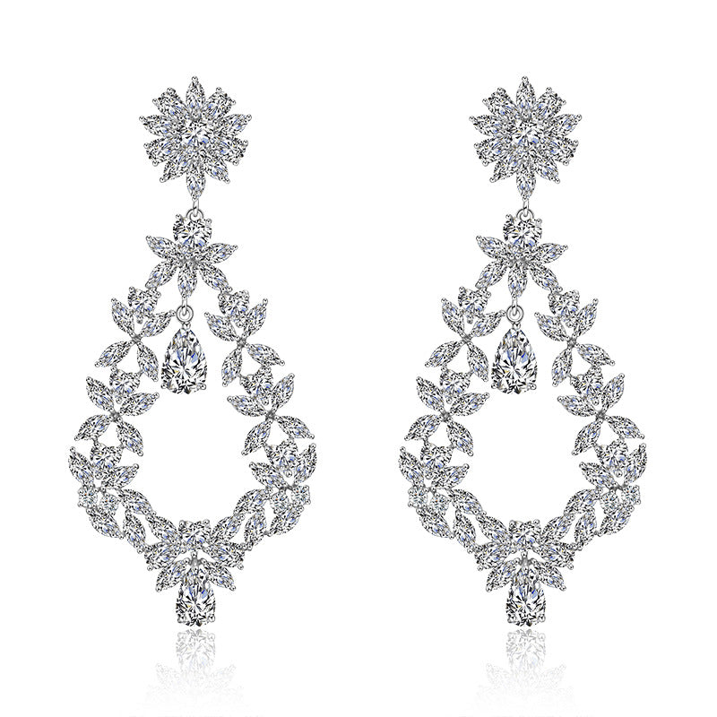 Fashion Exaggerated Wreath Zircon Earrings