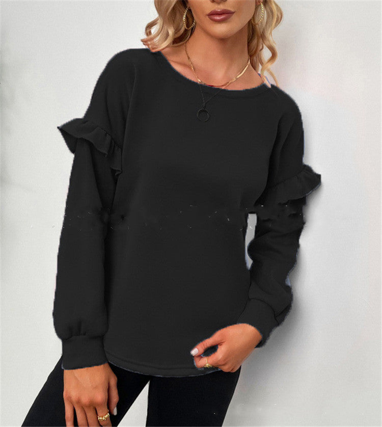 Solid Color Long-Sleeved Round Neck Loose Sweater