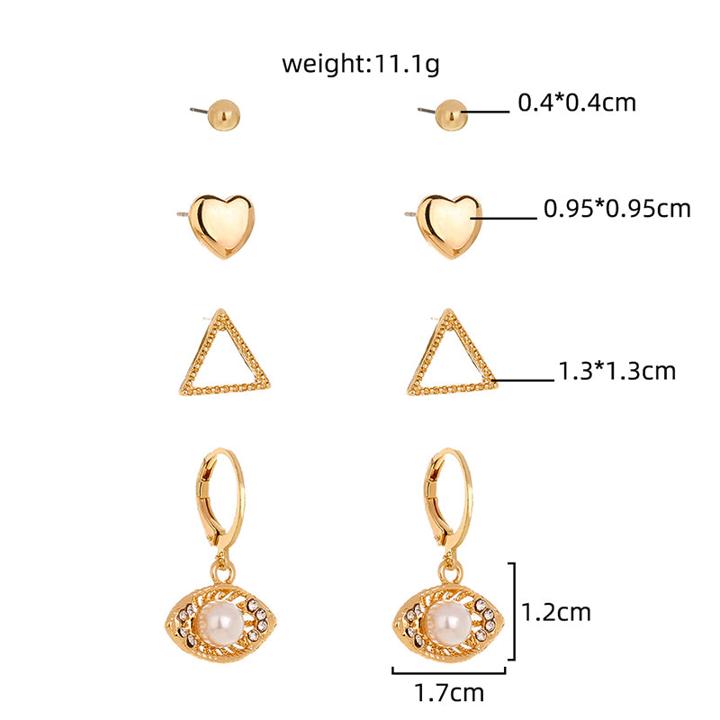 Set Irregular Metal Earrings Four-piece Set