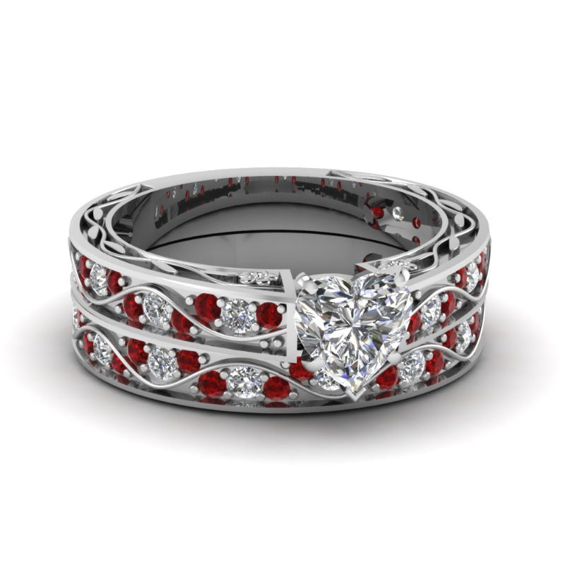Zircon Women's Rings European And American Fashion Men's And Women's Combination Couple Rings