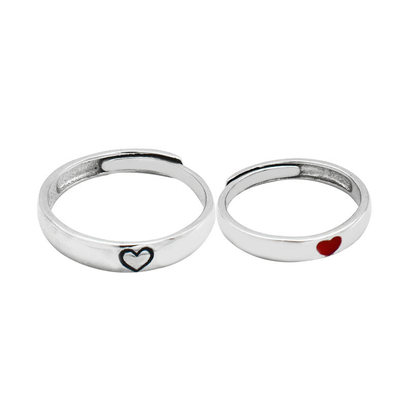 Personality Sterling Silver One Heart Couple Rings