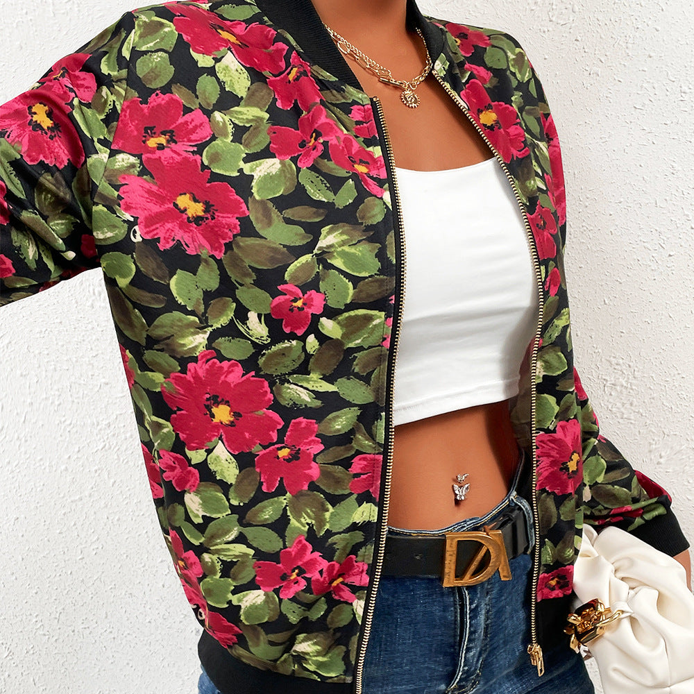 Women's Floral Cardigan Slim Fit Jacket Long Sleeve