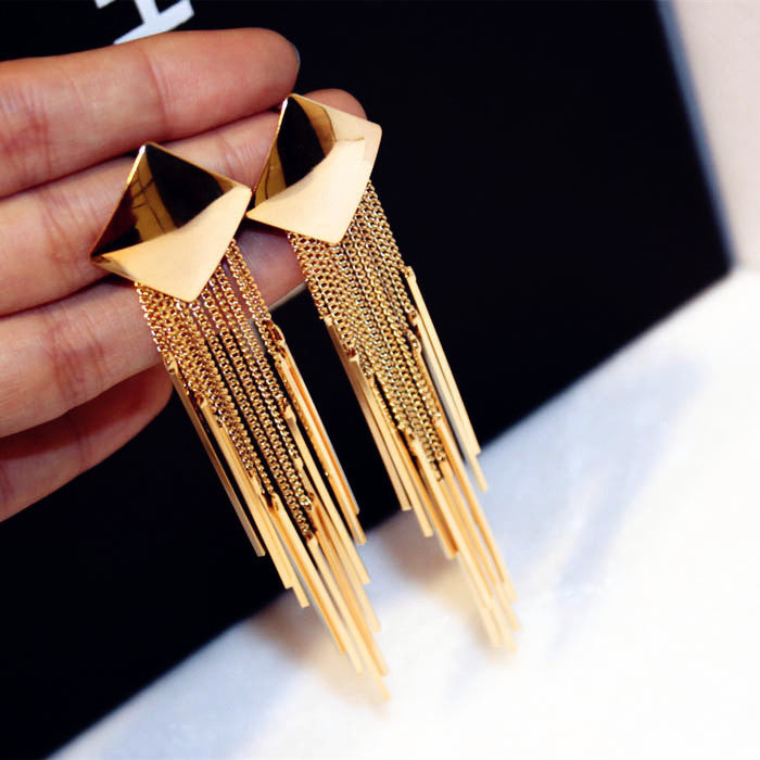 Popular Geometric Diamond Tassel Earrings