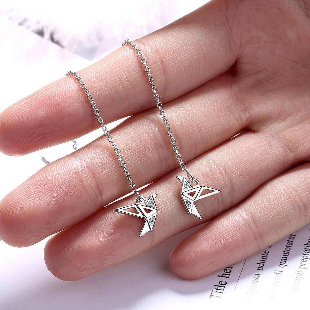 Small Temperament, Cold Wind And Simple Paper Crane Long Ear Chain