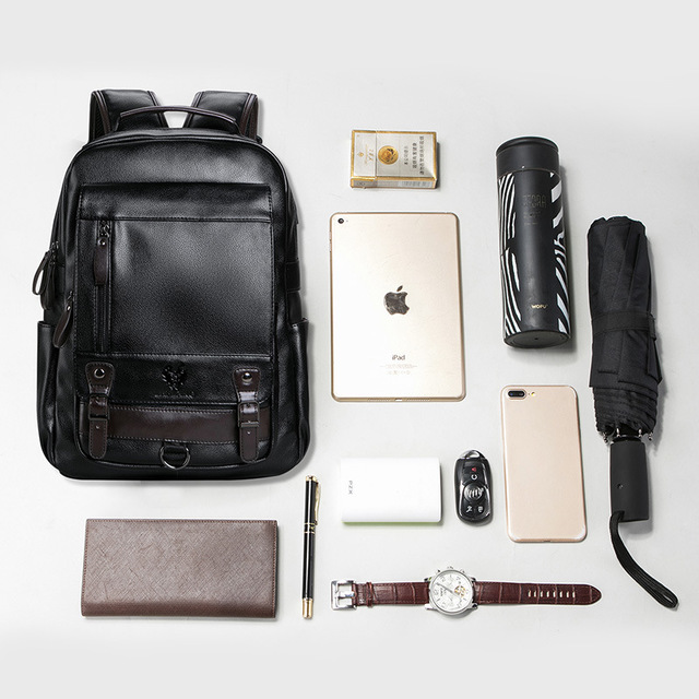 Men's Travel Leather Computer Backpack