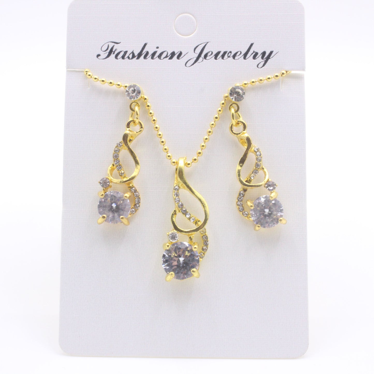 Two-piece Zircon Crystal Pendant Earrings