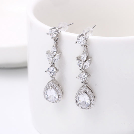 Super flash drop zircon earrings