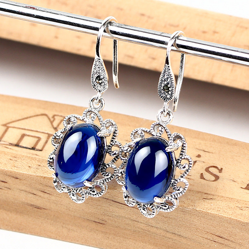 Vintage S925 Sterling Silver Sapphire Earrings