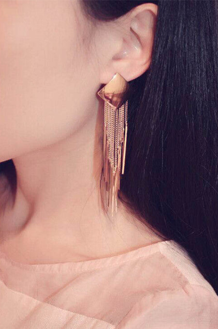 Popular Geometric Diamond Tassel Earrings