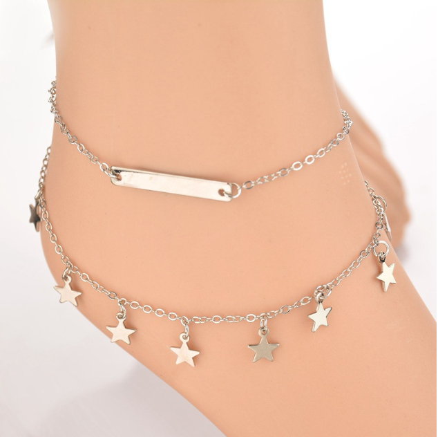 Exquisite double-decker star pendant anklet female