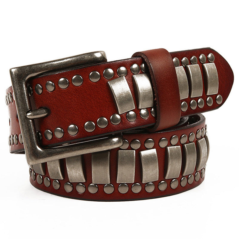 Rivet Head Layer Cowhide Man Belt And Leather Belt