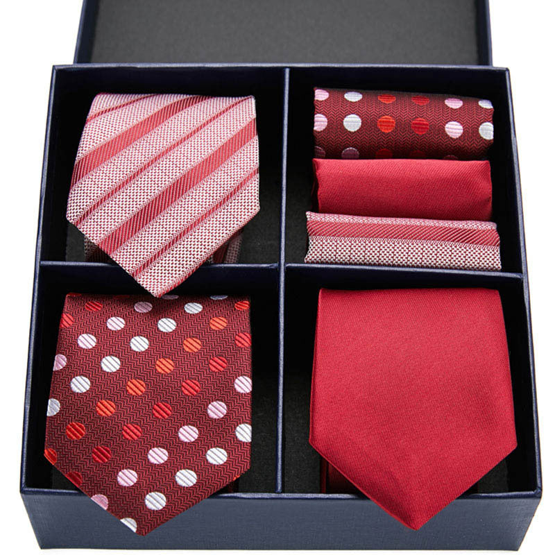 Fashion business striped tie square scarf combo set