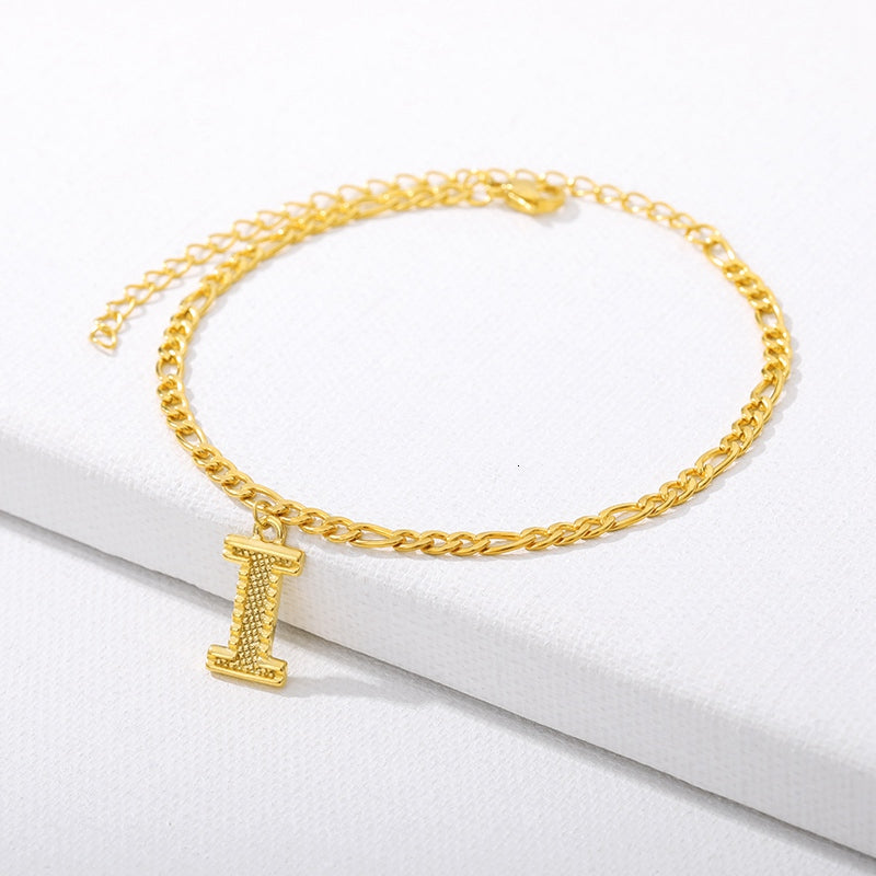 Initial Gold Letter Anklet Alphabet Pendants Jewelry