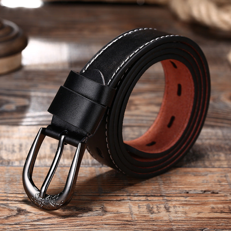 Automatic buckle two layer belt fashion leisure alloy